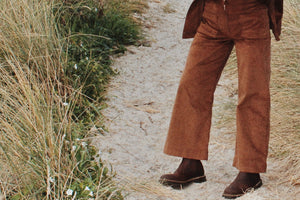 Flower bum flare - warm brown cord.